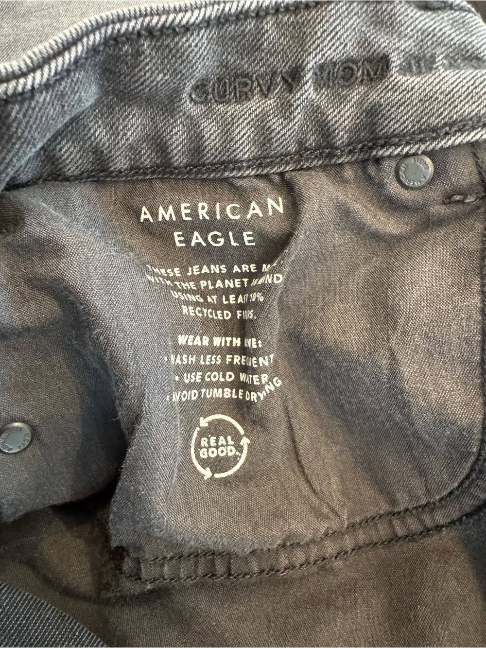 American Eagle Curvy Mom Jeans Gray Wash Stretch Denim Women’s 20 Long - Picture 4 of 10